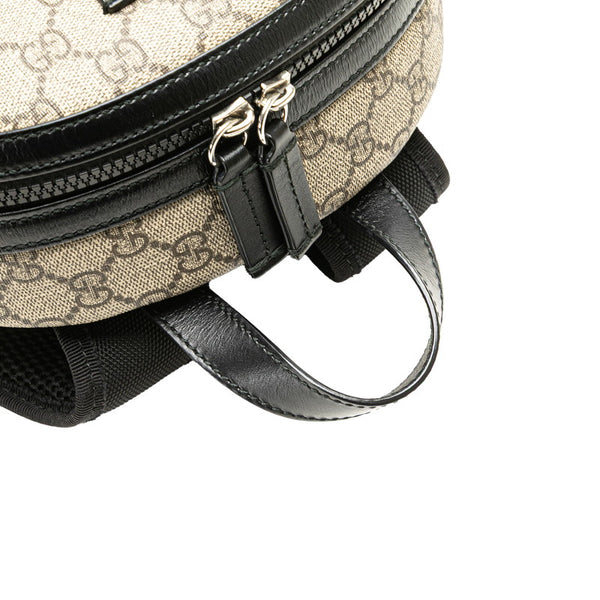 グッチ GGスプリーム リュック バックパック 429020 ベージュ ブラック PVC レザー レディース GUCCI 【中古】
