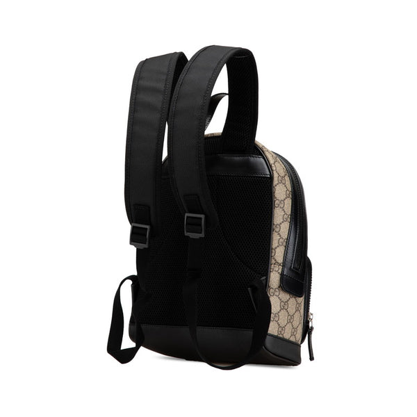 グッチ GGスプリーム リュック バックパック 429020 ベージュ ブラック PVC レザー レディース GUCCI 【中古】