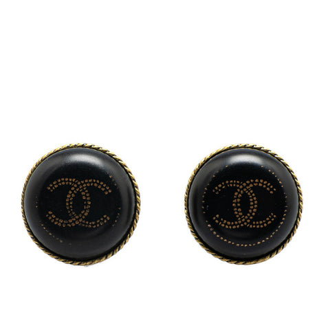 シャネル ココマーク イヤリング ブラック ゴールド メッキ プラスチック レディース CHANEL 【中古】