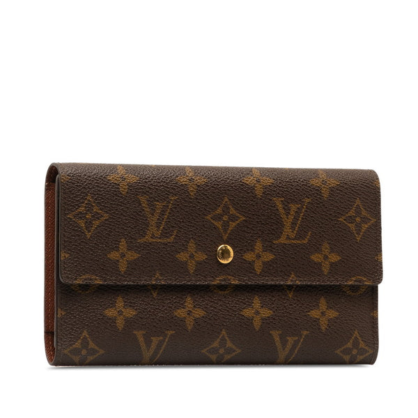 ルイ ヴィトン モノグラム ポルト トレゾール インターナショナル 長財布 M61215 ブラウン PVC レザー レディース LOUIS VUITTON 【中古】