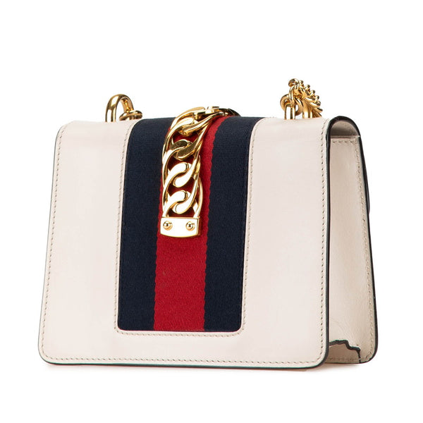 グッチ シルヴィ ミニ 斜め掛け チェーン ショルダーバッグ 431666 ホワイト レザー レディース GUCCI 【中古】