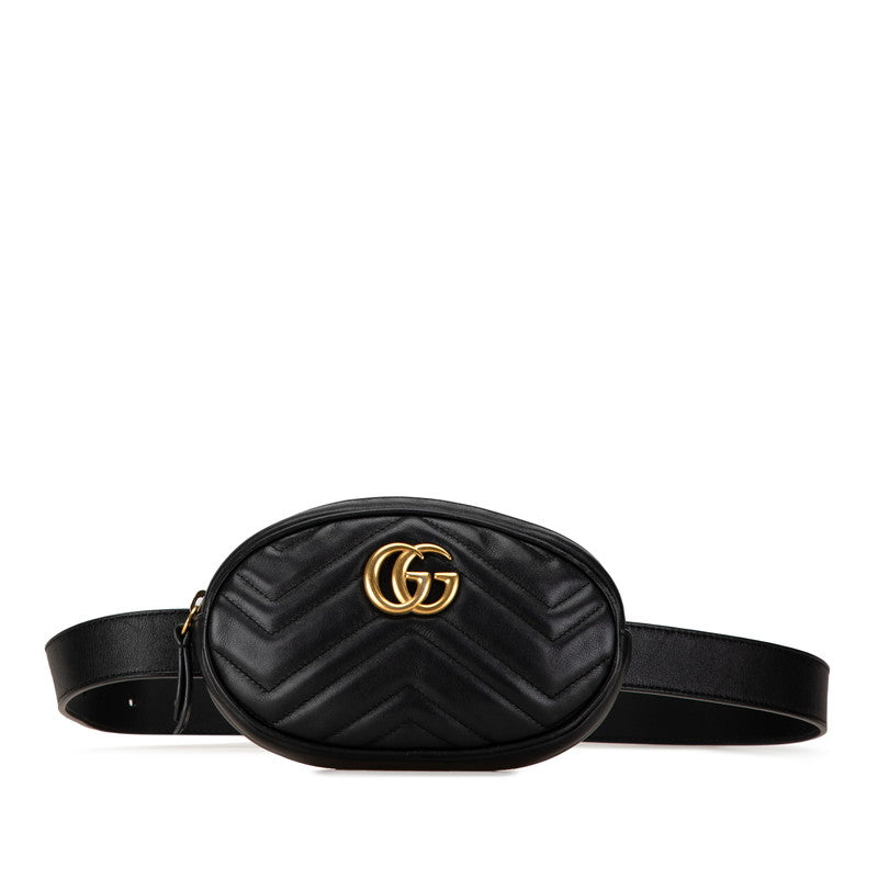 グッチ GGマーモント ウエストバッグ ボディバッグ 476434 ブラック レザー レディース GUCCI 【中古】