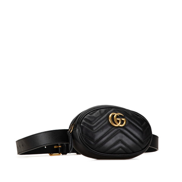 グッチ GGマーモント ウエストバッグ ボディバッグ 476434 ブラック レザー レディース GUCCI 【中古】