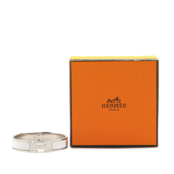 エルメス クリッククラックH PM バングル ホワイト シルバー メタル レディース HERMES 【中古】