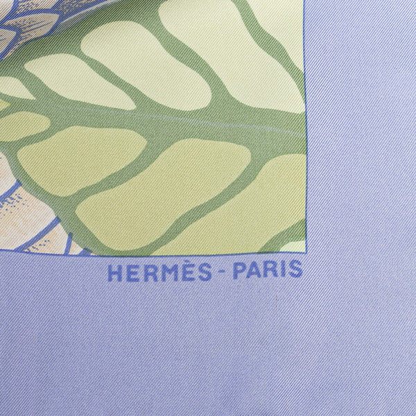 エルメス カレ90 Les Perroquets detail オウム スカーフ ブルー グリーン シルク レディース HERMES 【中古】