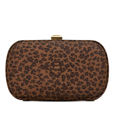 ボッテガヴェネタ レオパード クラッチバッグ カーキグリーン ブラウン ナイロン レディース BOTTEGAVENETA 【中古】