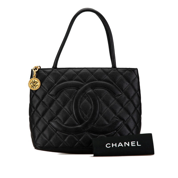 シャネル マトラッセ 復刻トート ココマーク トートバッグ ブラック キャビアスキン レディース CHANEL 【中古】