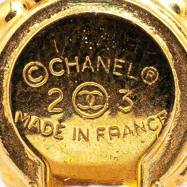 シャネル クローバー モチーフ フェイクパール イヤリング ゴールド ブラック メッキ レディース CHANEL 【中古】