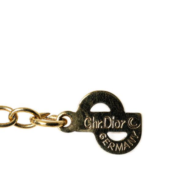 ディオール プレート ネックレス ゴールド ブラック メッキ レディース Dior 【中古】