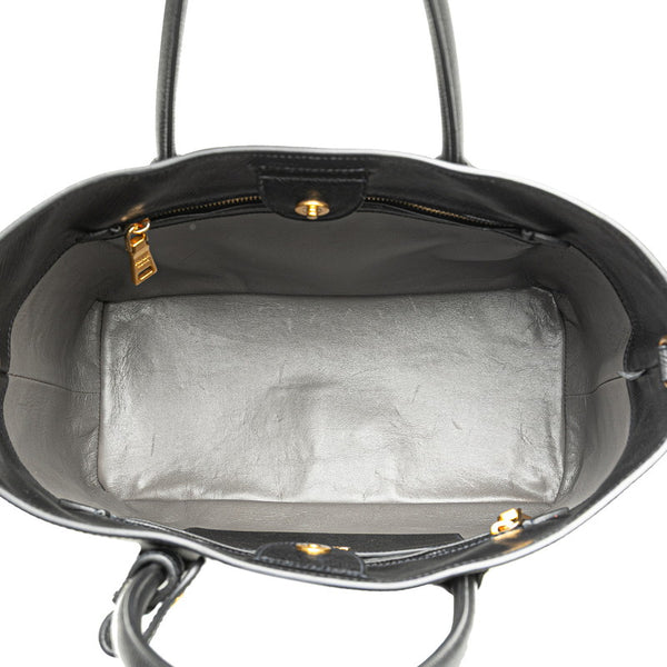 プラダ ロゴ サフィアーノ ショルダーバッグ トートバッグ 2WAY BN2729 ブラック レザー レディース PRADA 【中古】