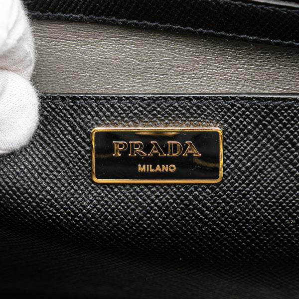 プラダ ロゴ サフィアーノ ショルダーバッグ トートバッグ 2WAY BN2729 ブラック レザー レディース PRADA 【中古】