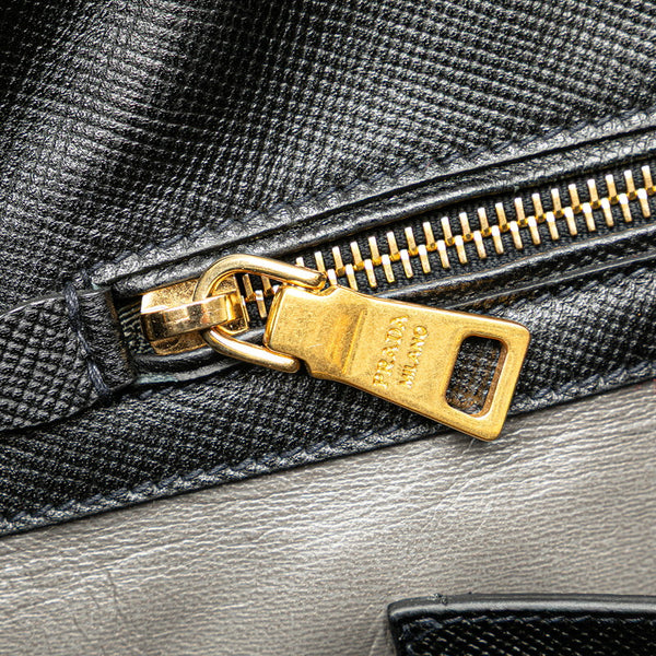 プラダ ロゴ サフィアーノ ショルダーバッグ トートバッグ 2WAY BN2729 ブラック レザー レディース PRADA 【中古】