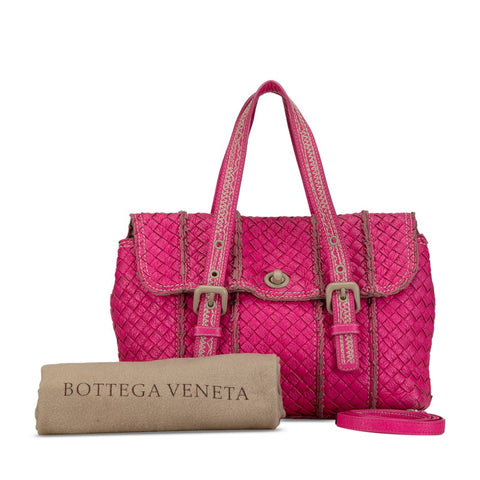 ボッテガヴェネタ イントレチャート ハンドバッグ ショルダーバッグ 2WAY ピンク レザー レディース BOTTEGAVENETA 【中古】