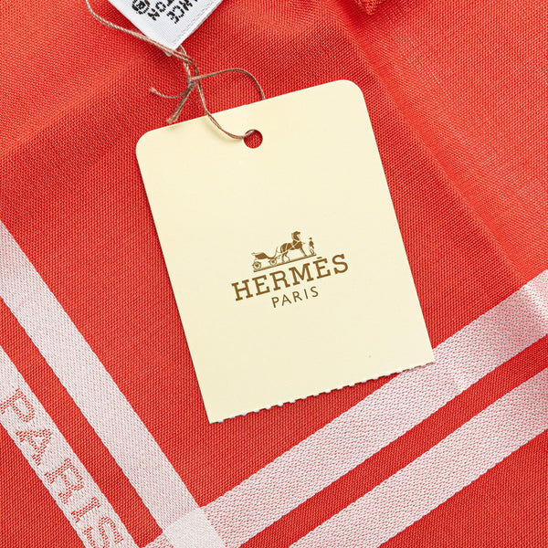 エルメス ハンカチ H068500G コクリコ レッド コットン レディース HERMES 【中古】