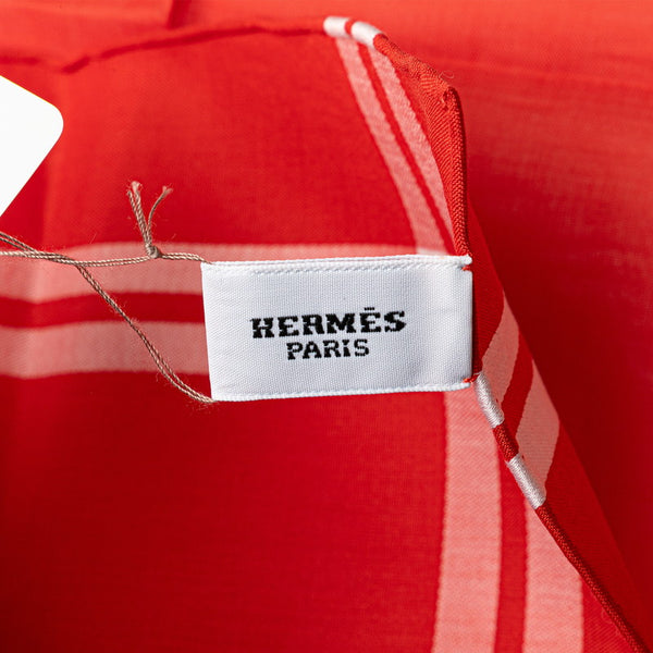 エルメス ハンカチ H068500G コクリコ レッド コットン レディース HERMES 【中古】