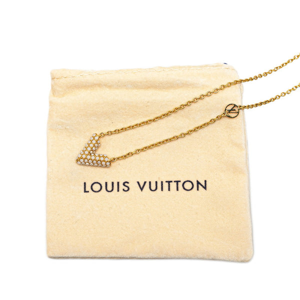 ルイ ヴィトン コリエ エセンシャル V ネックレス M68358 ペルル ゴールド メッキ レディース LOUIS VUITTON 【中古】