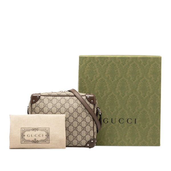 グッチ GGスプリーム 斜め掛け ショルダーバッグ  626363  ベージュ ブラウン PVC レザー レディース GUCCI 【中古】