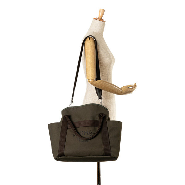 エルメス サックドパンサージュ グルーム トートバッグ ショルダーバッグ 2WAY カーキ キャンバス レザー レディース HERMES 【中古】