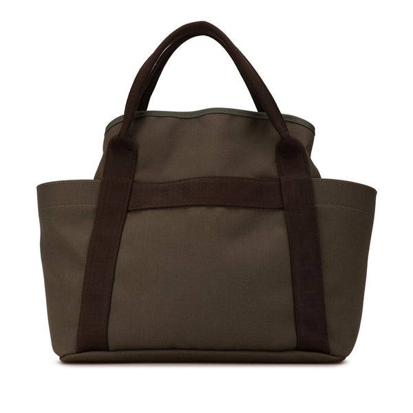エルメス サックドパンサージュ グルーム トートバッグ ショルダーバッグ 2WAY カーキ キャンバス レザー レディース HERMES 【中古】