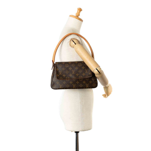 ルイ ヴィトン モノグラム ミニルーピング ショルダーバッグ ハンドバッグ M51147 ブラウン PVC レザー レディース LOUIS VUITTON 【中古】