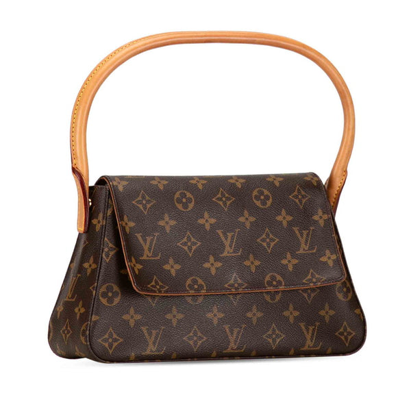 ルイ ヴィトン モノグラム ミニルーピング ショルダーバッグ ハンドバッグ M51147 ブラウン PVC レザー レディース LOUIS VUITTON 【中古】