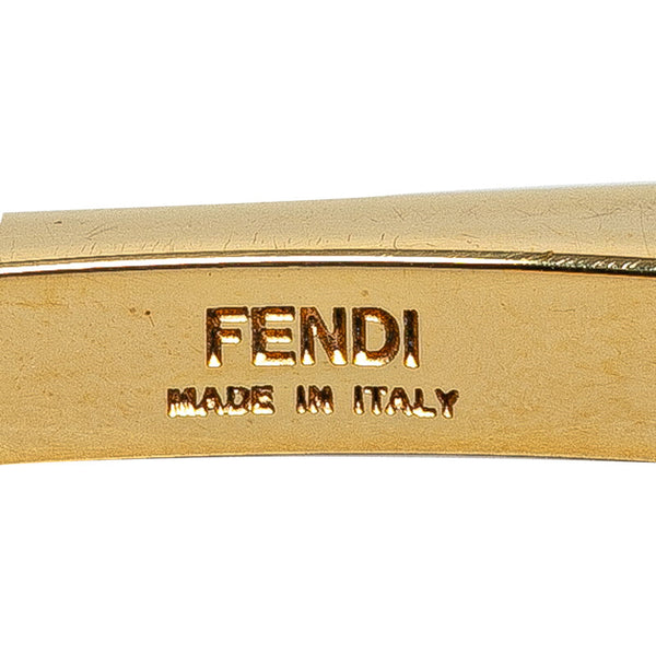 フェンディ バングル ブレスレット #M ゴールド ピンク メッキ レディース FENDI 【中古】