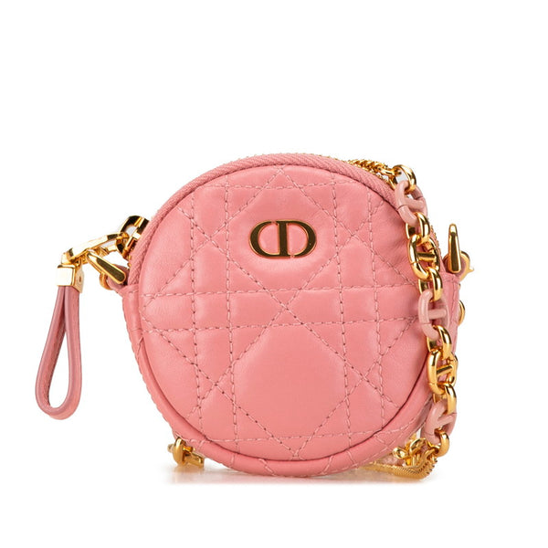 ディオール カナージュ ロゴ チェーン ショルダーバッグ ポーチ ピンク レザー レディース Dior 【中古】