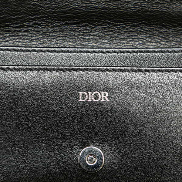 ディオール オブリーク 斜め掛け ミニショルダーバッグ カードケース ベージュ ネイビー レザー ジャガード レディース Dior 【中古】