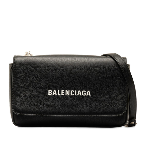 バレンシアガ エブリディ ショルダーウォレット チェーン ショルダーバッグ 537387 ブラック レザー レディース BALENCIAGA 【中古】