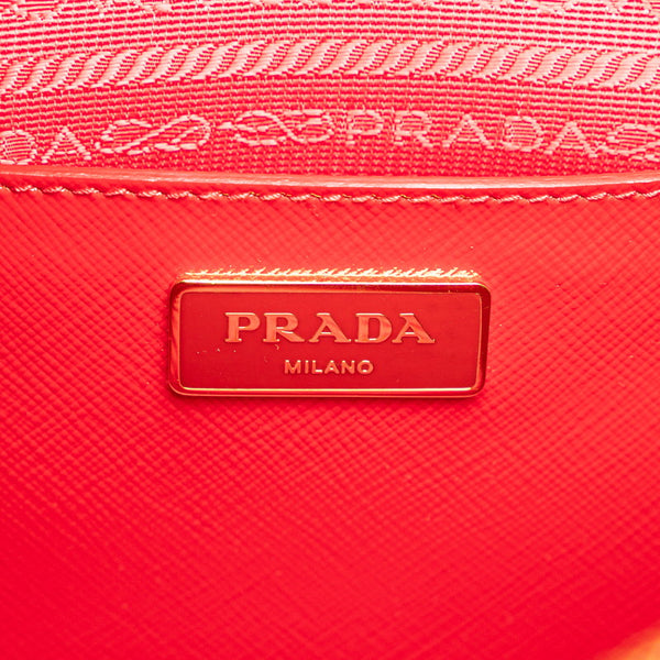 プラダ 三角ロゴプレート ハンドバッグ ショルダーバッグ 2WAY レッド エナメル サフィアーノ レディース PRADA 【中古】