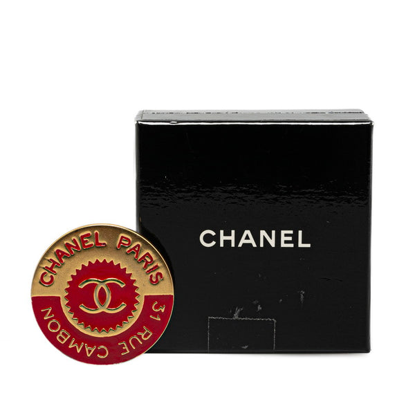 シャネル カンボン ココマーク ブローチ ゴールド レッド メッキ レディース CHANEL 【中古】