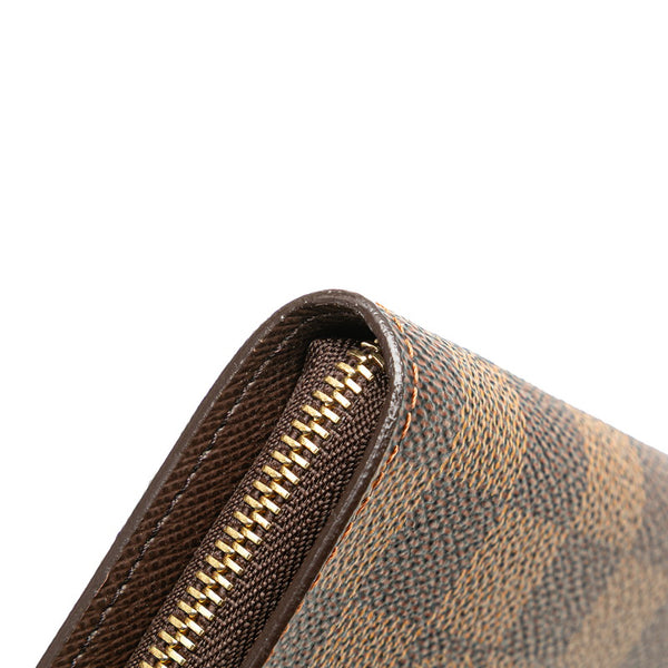ルイ ヴィトン ダミエ ポルトモネ ジップ ラウンドファスナー 長財布 N61728 ブラウン PVC レザー レディース LOUIS VUITTON 【中古】
