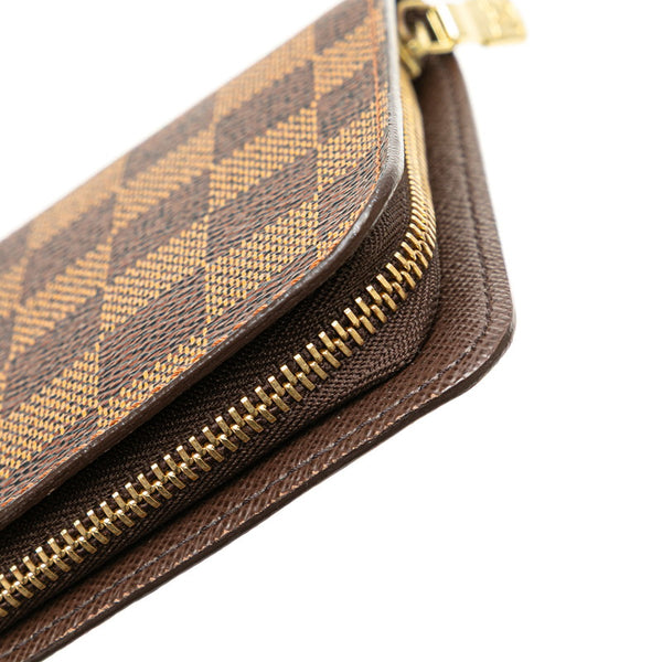 ルイ ヴィトン ダミエ ポルトモネ ジップ ラウンドファスナー 長財布 N61728 ブラウン PVC レザー レディース LOUIS VUITTON 【中古】