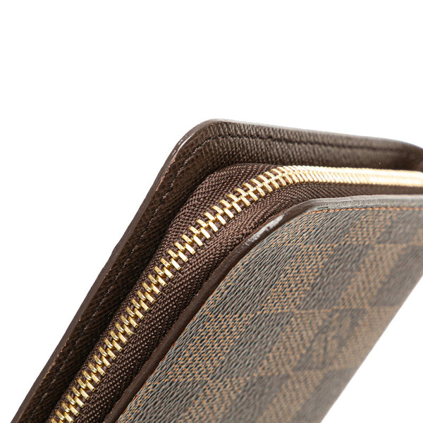 ルイ ヴィトン ダミエ ポルトモネ ジップ ラウンドファスナー 長財布 N61728 ブラウン PVC レザー レディース LOUIS VUITTON 【中古】