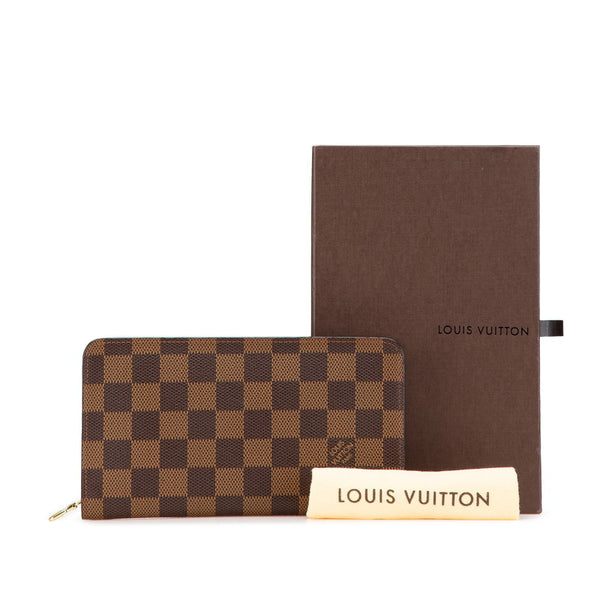 ルイ ヴィトン ダミエ ポルトモネ ジップ ラウンドファスナー 長財布 N61728 ブラウン PVC レザー レディース LOUIS VUITTON 【中古】