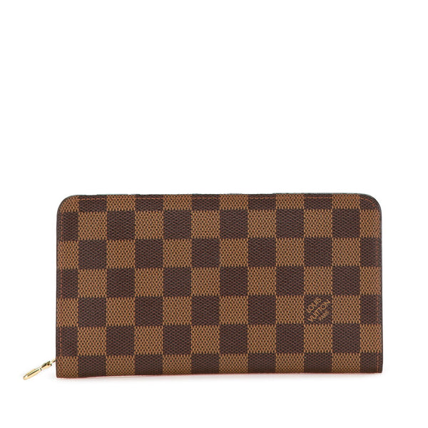 ルイ ヴィトン ダミエ ポルトモネ ジップ ラウンドファスナー 長財布 N61728 ブラウン PVC レザー レディース LOUIS VUITTON 【中古】