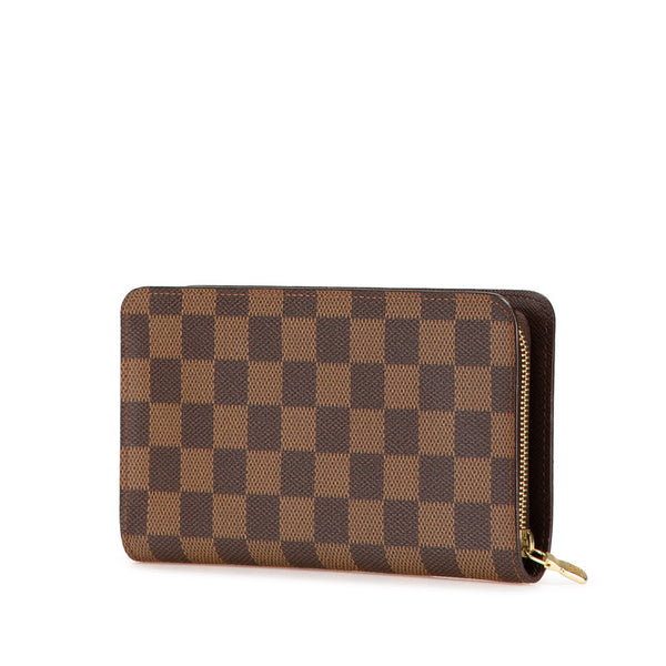 ルイ ヴィトン ダミエ ポルトモネ ジップ ラウンドファスナー 長財布 N61728 ブラウン PVC レザー レディース LOUIS VUITTON 【中古】