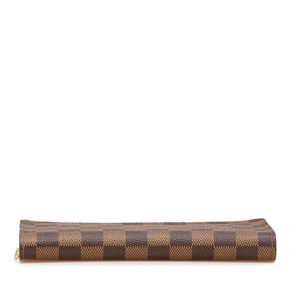 ルイ ヴィトン ダミエ ポルトモネ ジップ ラウンドファスナー 長財布 N61728 ブラウン PVC レザー レディース LOUIS VUITTON 【中古】