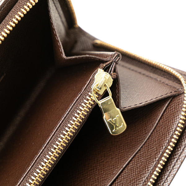 ルイ ヴィトン ダミエ ポルトモネ ジップ ラウンドファスナー 長財布 N61728 ブラウン PVC レザー レディース LOUIS VUITTON 【中古】