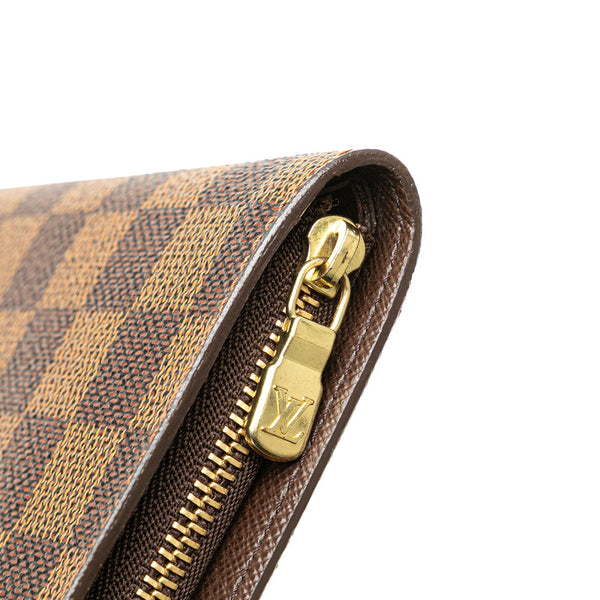 ルイ ヴィトン ダミエ ポルトモネ ジップ ラウンドファスナー 長財布 N61728 ブラウン PVC レザー レディース LOUIS VUITTON 【中古】