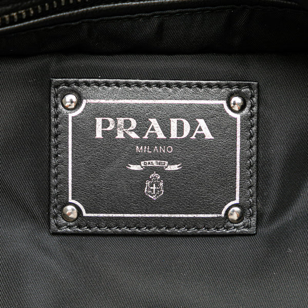 プラダ 三角ロゴプレート ハンドバッグ ショルダーバッグ 2WAY B1958V ブラック カーキ ナイロン レザー レディース PRADA 【中古】