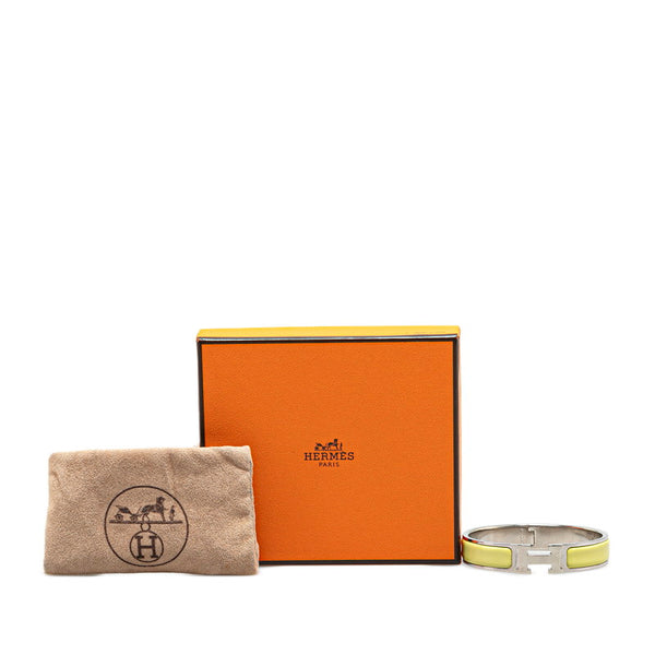 エルメス クリッククラックH PM バングル シルバー イエローグリーン メタル レディース HERMES 【中古】