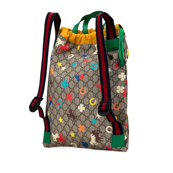 グッチ GGスプリーム チルドレンズ 馬柄 リュック バックパック 550775 ベージュ マルチカラー PVC レザー レディース GUCCI 【中古】