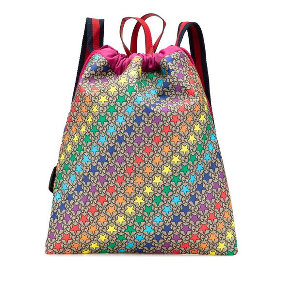グッチ GGスプリーム スター シェリーライン リュック バックパック 550775 ピンク マルチカラー PVC レザー ナイロン レディース GUCCI 【中古】