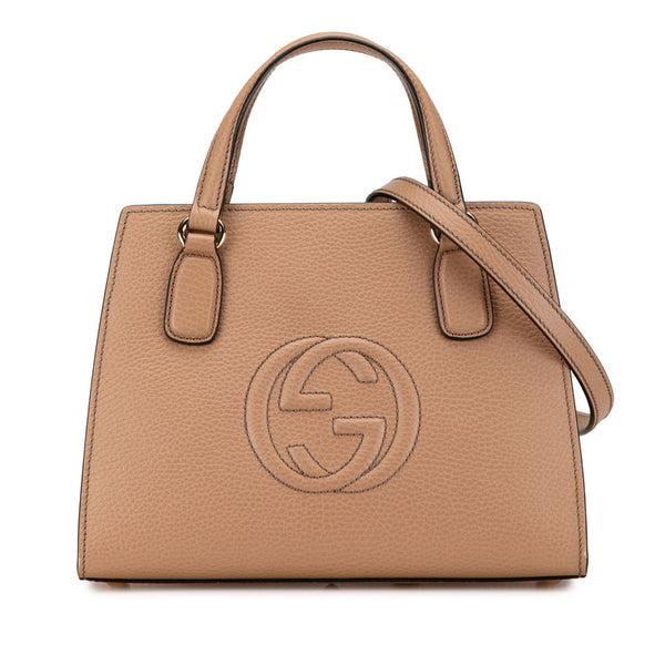 グッチ インターロッキングG ソーホー ハンドバッグ ショルダーバッグ 2WAY 607722 ベージュ レザー レディース GUCCI 【中古】