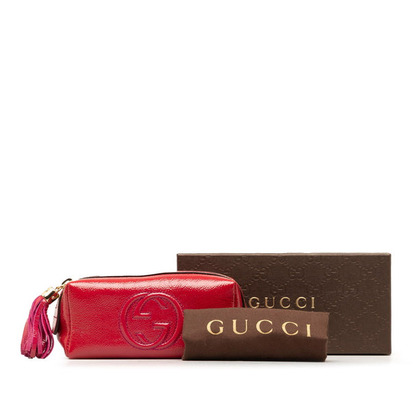 グッチ インターロッキングG  ソーホー  ポーチ 308634 ピンク パテントレザー レディース GUCCI 【中古】