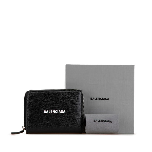 バレンシアガ ロゴ 二つ折り財布 ブラック レザー レディース BALENCIAGA 【中古】