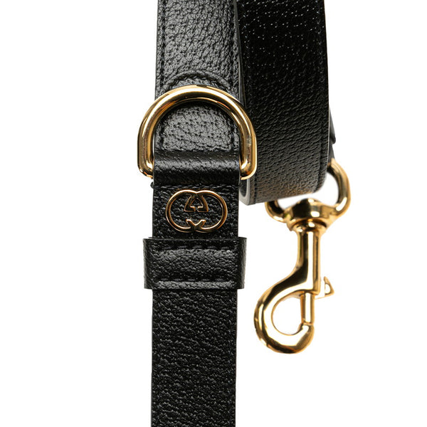 グッチ ドッグリード インターロッキングG ベルト 695257 ブラック レザー レディース GUCCI 【中古】