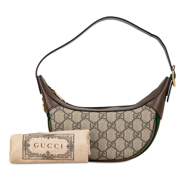 グッチ オフィディア ハンドバッグ ミニバッグ ハーフムーンバッグ 658551 ベージュ ブラウン PVC レザー レディース GUCCI 【中古】