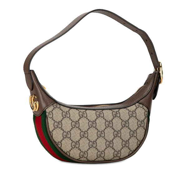 グッチ オフィディア ハンドバッグ ミニバッグ ハーフムーンバッグ 658551 ベージュ ブラウン PVC レザー レディース GUCCI 【中古】